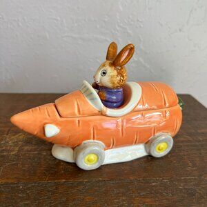 Orange Ceramic Easter Rabbit Dish and Lid